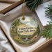 A decorative ornament with a scenic landscape of Union Grove State Park, Iowa, hanging from a string.