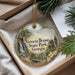 A decorative ornament with a scenic image of Victoria Bryant State Park, Georgia, hanging from a string.