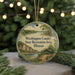 A circular ornament with a scenic landscape of Washington County, Illinois, featuring a river, mountains, and a gazebo.