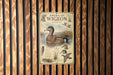 The image is a vintage-style poster or sign about the American wigeon, featuring illustrations and text about the bird.