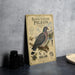 a vintage-style poster or book cover for a band-tailed pigeon, with illustrations and text providing information about the species.