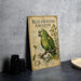 A vintage-style poster or book titled "Blue-Fronted Amazon" featuring a colorful illustration of a parrot perched on a branch.