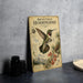 a metal sign with a detailed illustration of a broad-tailed hummingbird, surrounded by various plants and flowers.