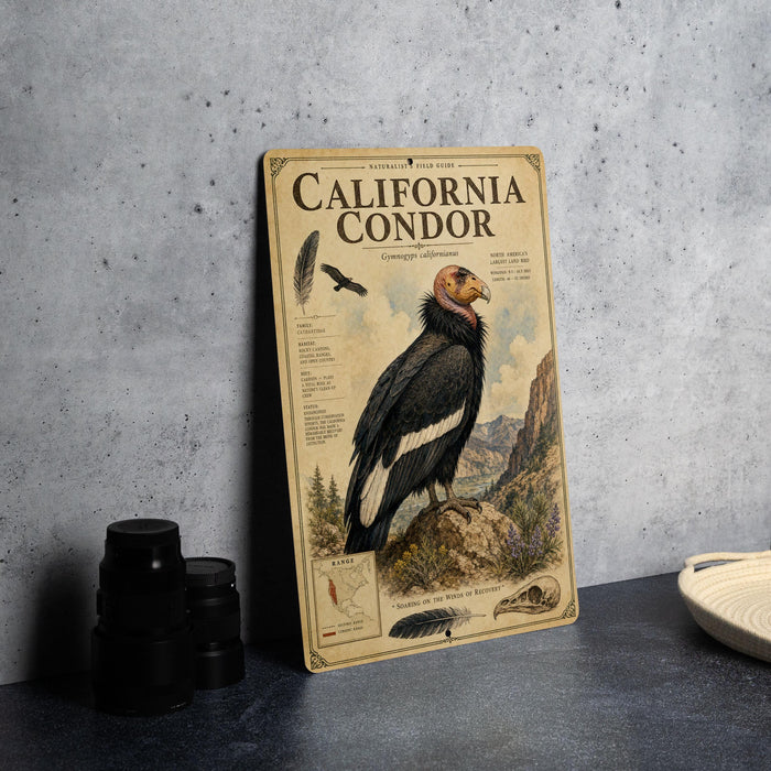 a poster or book cover for "California Condor" with an illustration of a California condor perched on a rock.
