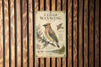 a poster of a bird, specifically a Cedar Waxwing, perched on a branch.
