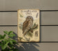 a detailed illustration of a Flammulated Owl perched on a branch, with accompanying text providing information about the species.