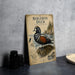 a book cover for "Harlequin Duck" with a detailed illustration of a Harlequin Duck standing on a rock.
