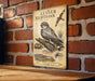 a vintage-style illustration of a night hawk perched on a branch, with text providing information about the bird.