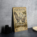 a vintage-style metal sign with illustrations of sandhill cranes, displaying the title "Sandhill Crane Pair Dancing" and the subtitle "GRU CANARIS".