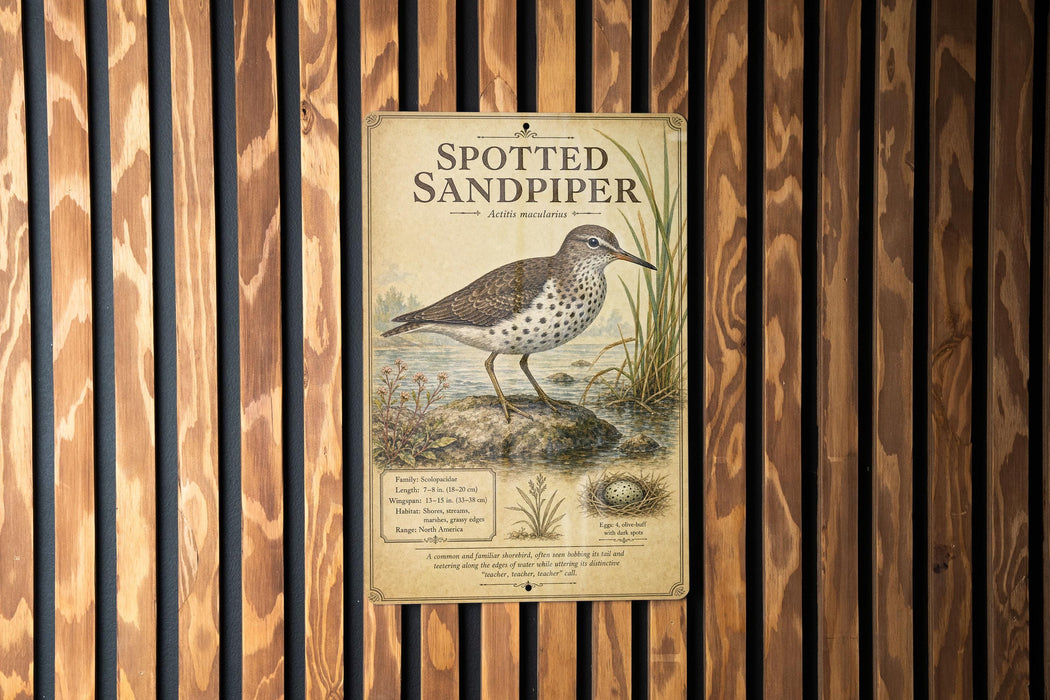 a sign for a spotted sandpiper, which is a type of bird.