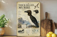 The image is a poster or informational display about the Thick-Billed Murre, a bird species native to the Atlantic coast of North America. The poster features illustrations and text providing details about the bird's physical characteristics, habitat, and behavior.