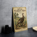 a vintage-style metal sign with an illustration of wild turkeys, accompanied by text that reads "Wild Turkey Hen with Poults".