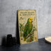 a book titled "Yellow-Headed Amazon Parrot" with a colorful illustration of a parrot perched on a branch.