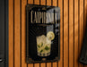 a sign with the word "CAIPIRÍNHÃO" prominently displayed, along with an illustration of a cocktail.