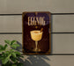 A sign for "Eggnog" is displayed on a wall, featuring an illustration of a glass of eggnog with a cinnamon stick.