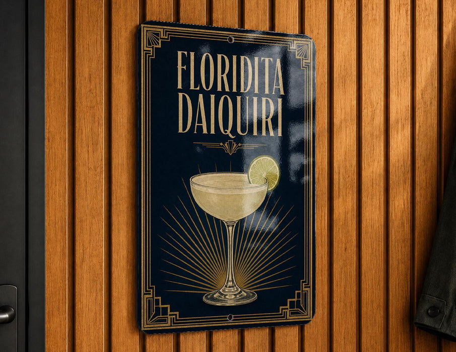 A sign for "Florida Daiquiri" is displayed on a wooden wall.