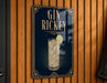 A sign for " Gin Rickey" is displayed on a wooden wall.
