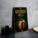 a sign for a Mediterranean mule, which is a type of cocktail. The sign has a copper mug illustration and the text "MEDITERRANEAN MULE" written on it.