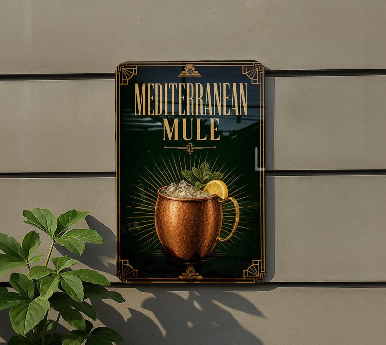a sign for a Mediterranean mule, which is a type of alcoholic beverage.