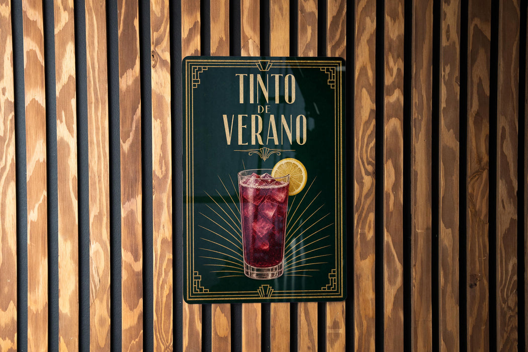 a sign for a drink called "Tinto de Verano", which is a type of cocktail.