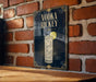 A sign with the text "VODKA RICKEY" and an illustration of a cocktail glass with a lemon slice.