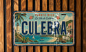 A vintage license plate from Puerto Rico with the name "Culebra" prominently displayed.